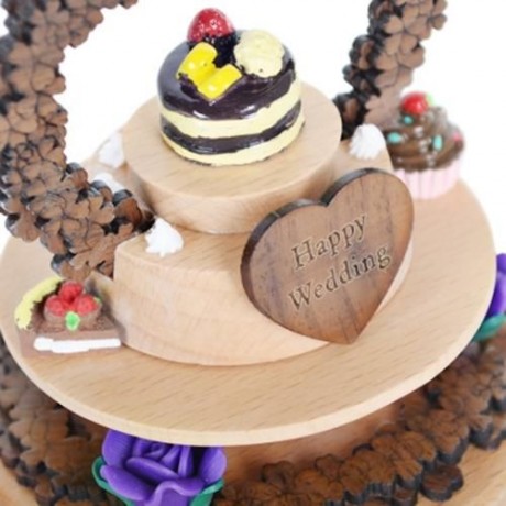 ROTATABLE FANCY CAKE WOODEN MUSIC BOX TOY FOR KIDS (COLORMIX)