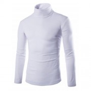 LONG SLEEVE TURTLENECK PLAIN T-SHIRT (WHITE)