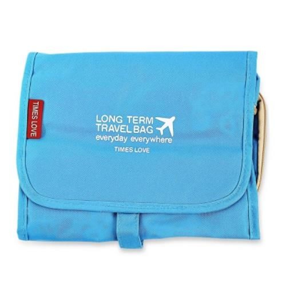 PORTABLE TRAVEL COSMETIC BAGS TOILETRY KIT STORAGE POUCH (BLUE)