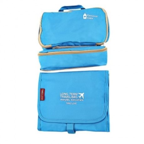 PORTABLE TRAVEL COSMETIC BAGS TOILETRY KIT STORAGE POUCH (BLUE)