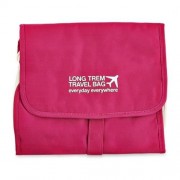 PORTABLE TRAVEL COSMETIC BAGS TOILETRY KIT STORAGE POUCH (ROSE RED)