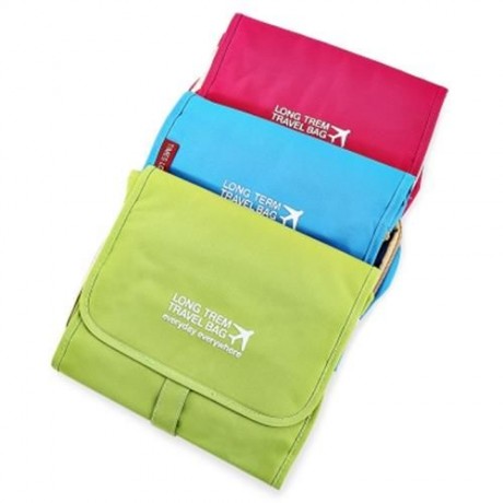 PORTABLE TRAVEL COSMETIC BAGS TOILETRY KIT STORAGE POUCH (ROSE RED)