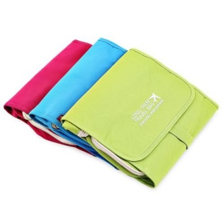 PORTABLE TRAVEL COSMETIC BAGS TOILETRY KIT STORAGE POUCH (ROSE RED)