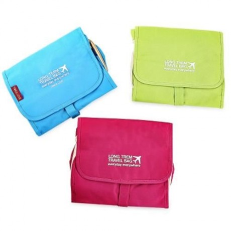 PORTABLE TRAVEL COSMETIC BAGS TOILETRY KIT STORAGE POUCH (ROSE RED)