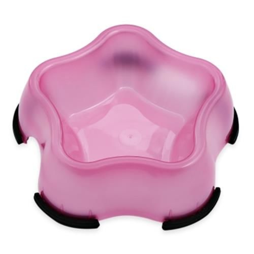 TRANSPARENT SKID PENTAGRAM PET DOG CAT SINGLE FEEDER BOWL (PINK)