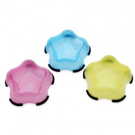 TRANSPARENT SKID PENTAGRAM PET DOG CAT SINGLE FEEDER BOWL (PINK)