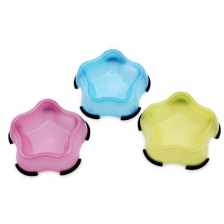 TRANSPARENT SKID PENTAGRAM PET DOG CAT SINGLE FEEDER BOWL (PINK)