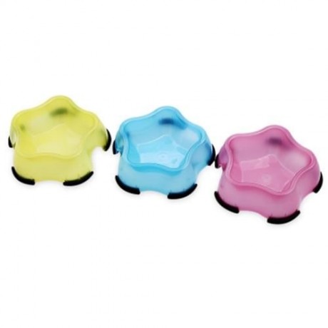TRANSPARENT SKID PENTAGRAM PET DOG CAT SINGLE FEEDER BOWL (PINK)