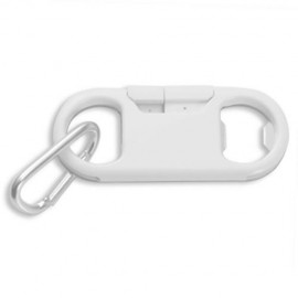 MICRO USB CHARGING CABLE BOTTLE OPENER KEYCHAIN 3 IN 1 (WHITE)
