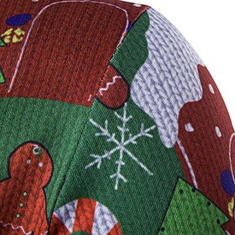 CREW NECK 3D CHRISTMAS TIE COSTUME FAUX TWINSET PRINT T-SHIRT (COLORMIX)