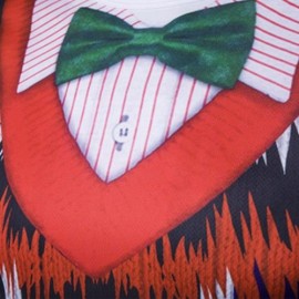 CREW NECK 3D CHRISTMAS BOW TIE COSTUME FAUX TWINSET PRINT T-SHIRT (COLORMIX)