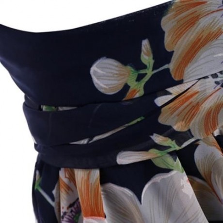 SEXY CHIFFON FLORAL PRINT WOMEN JUMPSUIT (PURPLISH BLUE)