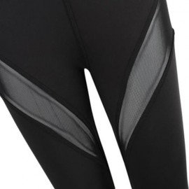 SEXY MESH JOINT LEGGINGS YOGA PANTS FOR RUNNING FITNESS (BLACK)
