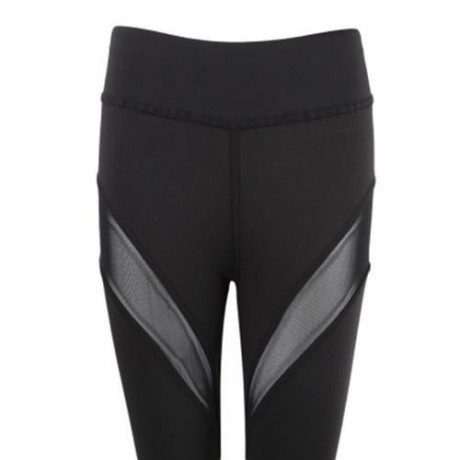 SEXY MESH JOINT LEGGINGS YOGA PANTS FOR RUNNING FITNESS (BLACK)