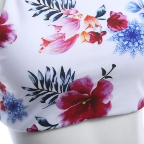 WOMEN FLORAL HALTER BIKINI SUIT BEACH BATHING SWIMWEAR SET (COLORMIX)