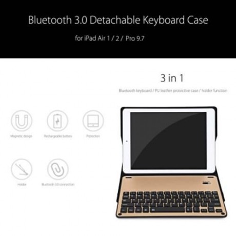 BLUETOOTH 3.0 KEYBOARD COVER FOR IPAD AIR 1 / 2 / PRO 9.7 INCH (GOLDEN)