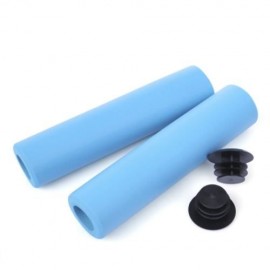 PAIRED MTB SILICONE ULTRALIGHT BIKE HANDLEBAR GRIPS WITH PLUGS (BLUE)