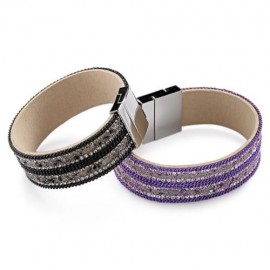 FASHION VELVET LEATHER INLAY CHAIN BRACELET FOR GIRLS (BLACK)