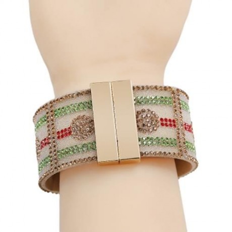 FASHION CASHMERE VELVET RHINESTONE BRACELET FOR GIRLS (GREEN)