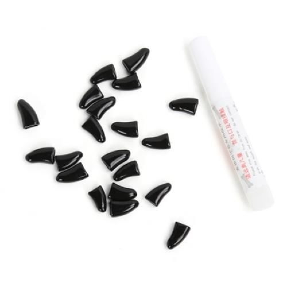 20PCS SOFT NON-TOXIC PET DOG NAIL CAP WITH ADHESIVE GLUE (BLACK)