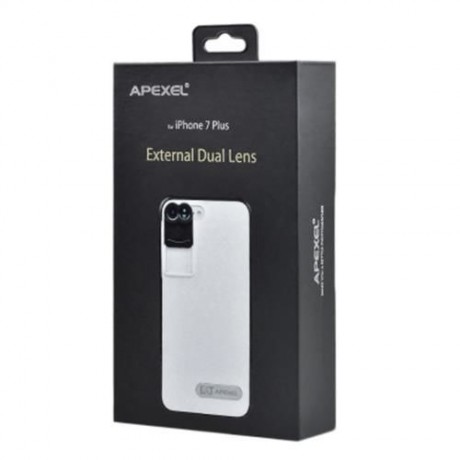 APEXEL APL - IP7PFT 160 DEGREE FISHEYE   4X ZOOM LENS SET (WHITE)