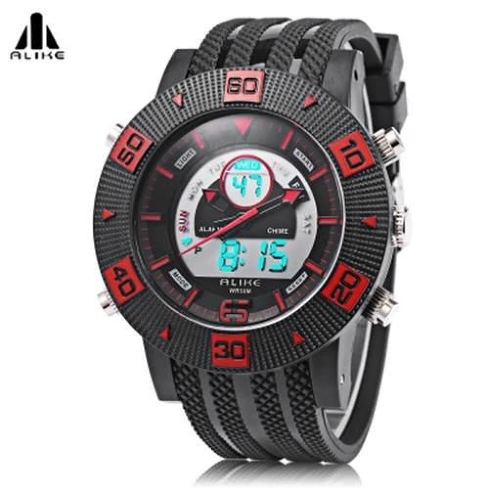 ALIKE AK14107 QUARTZ DIGITAL MEN WATCH CALENDAR CHRONOGRAPH ALARM MALE WRISTWATCH (RED) ALIKE AK14107 QUARTZ DIGITAL MEN WATCH CALENDAR CHRONOGRAPH ALARM MALE WRISTWATCH (RED)