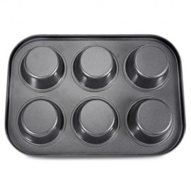 6 CUPS NON-STICK STEEL MUFFIN CUPCAKE PAN EGG TART MOLD (DEEP GRAY)