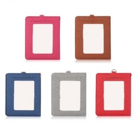 DETACHABLE NECK STRAP PU LEATHER MAGNET CARD HOLDER UNISEX LIGHT WALLET (ROSE RED)