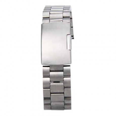 22MM STAINLESS STEEL WATCH BAND FOLDING CLASP STRAP (BLACK)