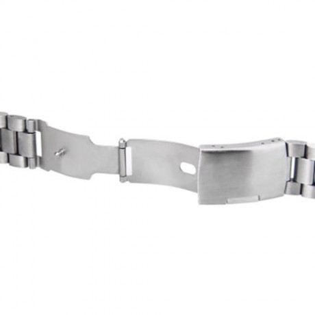 22MM STAINLESS STEEL WATCH BAND FOLDING CLASP STRAP (BLACK)