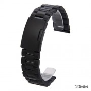 22MM STAINLESS STEEL WATCH BAND FOLDING CLASP STRAP (BLACK)
