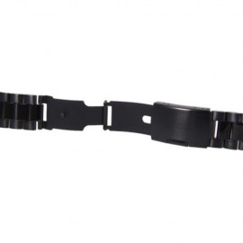 22MM STAINLESS STEEL WATCH BAND FOLDING CLASP STRAP (BLACK)