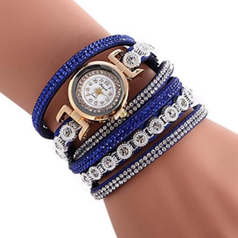 FULAIDA WOMEN QUARTZ RHINESTONE BRACELET WRISTWATCH (SAPPHIRE BLUE)