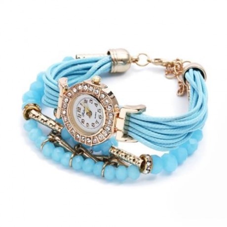 FULAIDA FEMALE QUARTZ RHINESTONE WATCH (BLUE)
