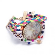 WOMEN QUARTZ BIKE PATTERN WATCH (WHITE)