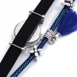 FULAIDA Women Quartz Rhinestone Tassel Bangle Wristwatch (SAPPHIRE BLUE)