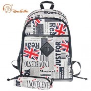 DOUGUYAN STYLISH MAGAZINE PRINT BACKPACK 14 INCH LEISURE LAPTOP BAG (BRIGHT BLACK)