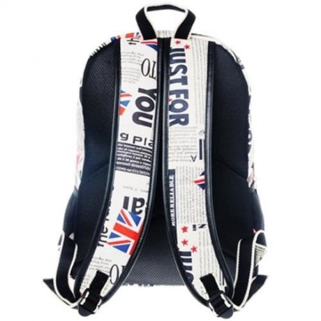 DOUGUYAN STYLISH MAGAZINE PRINT BACKPACK 14 INCH LEISURE LAPTOP BAG (BRIGHT BLACK)