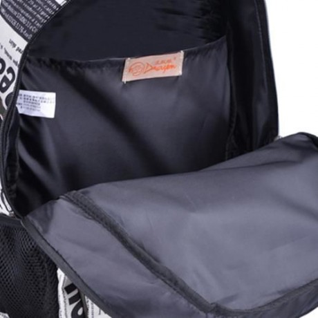 DOUGUYAN STYLISH MAGAZINE PRINT BACKPACK 14 INCH LEISURE LAPTOP BAG (BRIGHT BLACK)