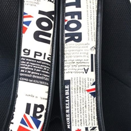 DOUGUYAN STYLISH MAGAZINE PRINT BACKPACK 14 INCH LEISURE LAPTOP BAG (BRIGHT BLACK)