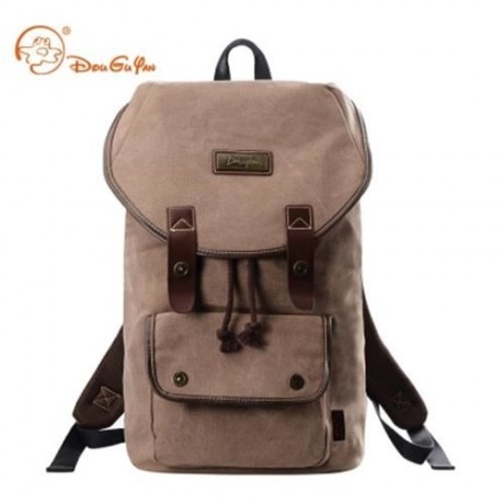 DOUGUYAN 25.7L CANVAS BACKPACK LEISURE TRAVEL LAPTOP BAG (BROWN)