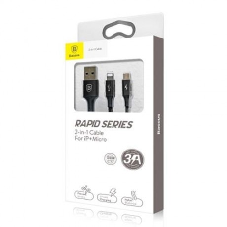 BASEUS RAPID SERIES MICRO USB 8 PIN CHARGING DATA CABLE 1.2M (BLACK)