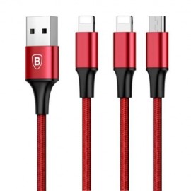BASEUS RAPID SERIES MICRO USB   DUAL 8 PIN DATA CABLE 1.2M (RED)