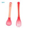 BOBEIELEPHANT PORTABLE TEMPERATURE CHANGING COLOR BABIES SILICONE FORK SPOON SET (RED)