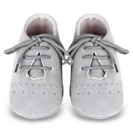 BUUF JRU STAR PRINT SKID-PROOF SOFT SOLE INFANT TODDLER SHOES (LIGHT GRAY)