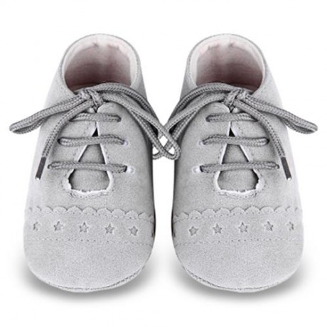 BUUF JRU STAR PRINT SKID-PROOF SOFT SOLE INFANT TODDLER SHOES (LIGHT GRAY)