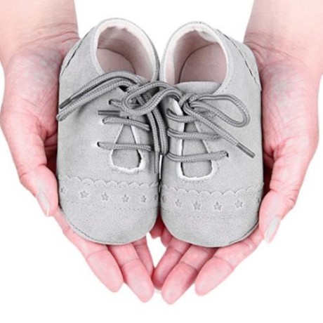 BUUF JRU STAR PRINT SKID-PROOF SOFT SOLE INFANT TODDLER SHOES (LIGHT GRAY)