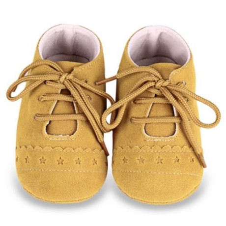 BUUF JRU STAR PRINT SKID-PROOF SOFT SOLE INFANT TODDLER SHOES (YELLOW)