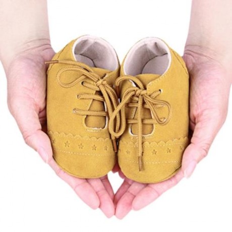 BUUF JRU STAR PRINT SKID-PROOF SOFT SOLE INFANT TODDLER SHOES (YELLOW)
