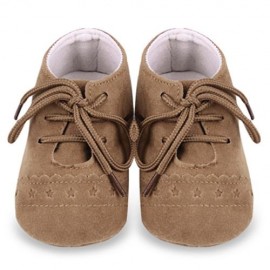 BUUF JRU STAR PRINT SKID-PROOF SOFT SOLE INFANT TODDLER SHOES (BROWN)
